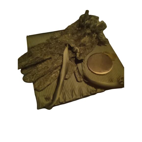 Vintage Clutch Shoulder Bag Small with Mirror lace gloves - Picture 1 of 5